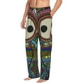 thumbnail image 2 of Easygdp Boho Owl Men's Pajama Pant, Sleep Elastic Waistband Lounge Pants - Small, 2 of 9