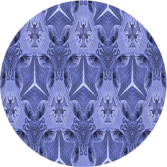 Ahgly Company Indoor Round Patterned Sky Blue Dress Blue Area Rugs, 6' Round