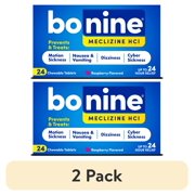 (2 pack) Bonine Motion Sickness and Nausea Relief, Chewable Tablets, Raspberry, Travel Pack, 24 Count