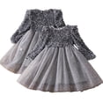 thumbnail image 2 of LYMAYTER Kids Girls Sweet Princess Dresses Baby Spring Fall Sequins Party Tutu Toddler Stylish Long Sleeve Dress for 2-7 Years, 2 of 9