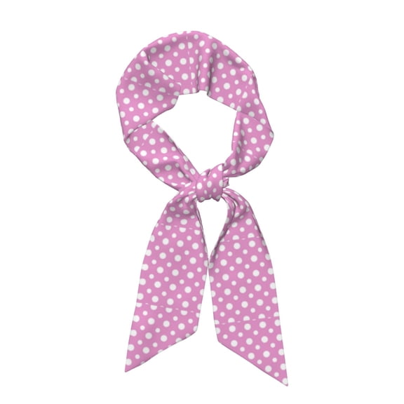 Xecao Purple And White Polka Dot Pattern Large Satin Head Scarf - Satin Hair Scarves Silk Bandana Scarf Headscarf Silk Feeling Scarf for Women