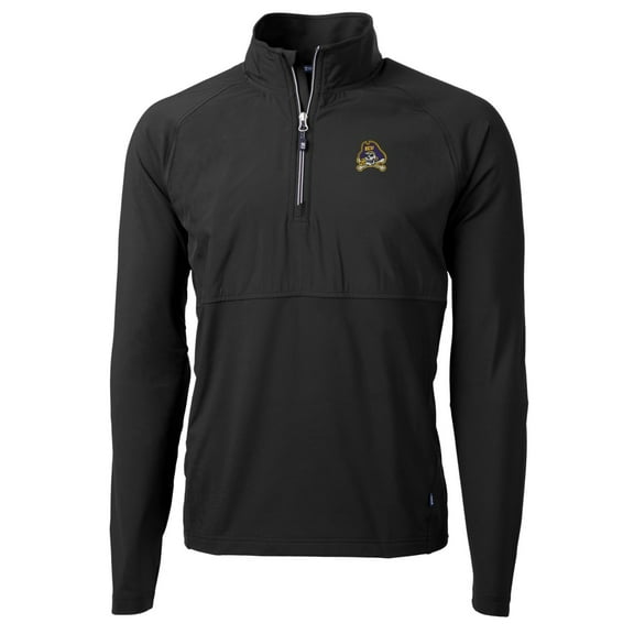 Men's Cutter & Buck Black ECU Pirates Adapt Eco Knit Hybrid Recycled Quarter-Zip Pullover Top