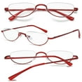 thumbnail image 3 of KOOSUFA Metal Half Moon Reading Glasses 1.50 Spring Hinge Women Men Half Frame Readers Eyeglasses Eyewear Red, 3 of 8