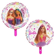 Toyland® 18 Inch PriNst Double Sided Barbie Character Round Foil Balloon With Polka Dots - Kids Party Decorations