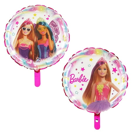Toyland® 18 Inch PriNst Double Sided Barbie Character Round Foil Balloon With Polka Dots - Kids Party Decorations