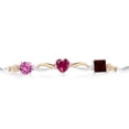thumbnail image 2 of Gem Stone King 925 Silver and 10K Yellow Gold Pink Created Sapphire Red Created Ruby Red Garnet and Lab Grown Diamond Tennis Bracelet for Women By Keren Hanan (2.43 cttw, Adjustable up To 9 inch), 2 of 4