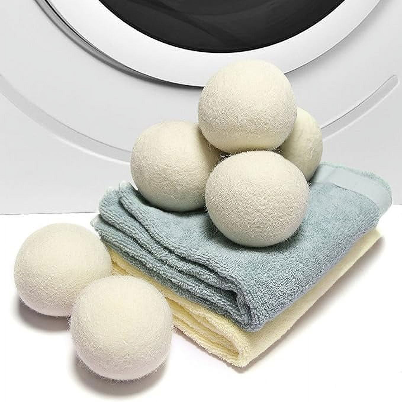 Home Genie 6 Pack XL 100% New Zealand Wool Dryer Balls, Reusable Over 400 Loads, Fast Drying and Helps Reduce Wrinkles, Anti Static Lint Pet Hair