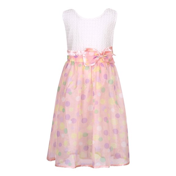 Richie House Girls' Sweet Summer Polka Dot Dress with Lace RH2673