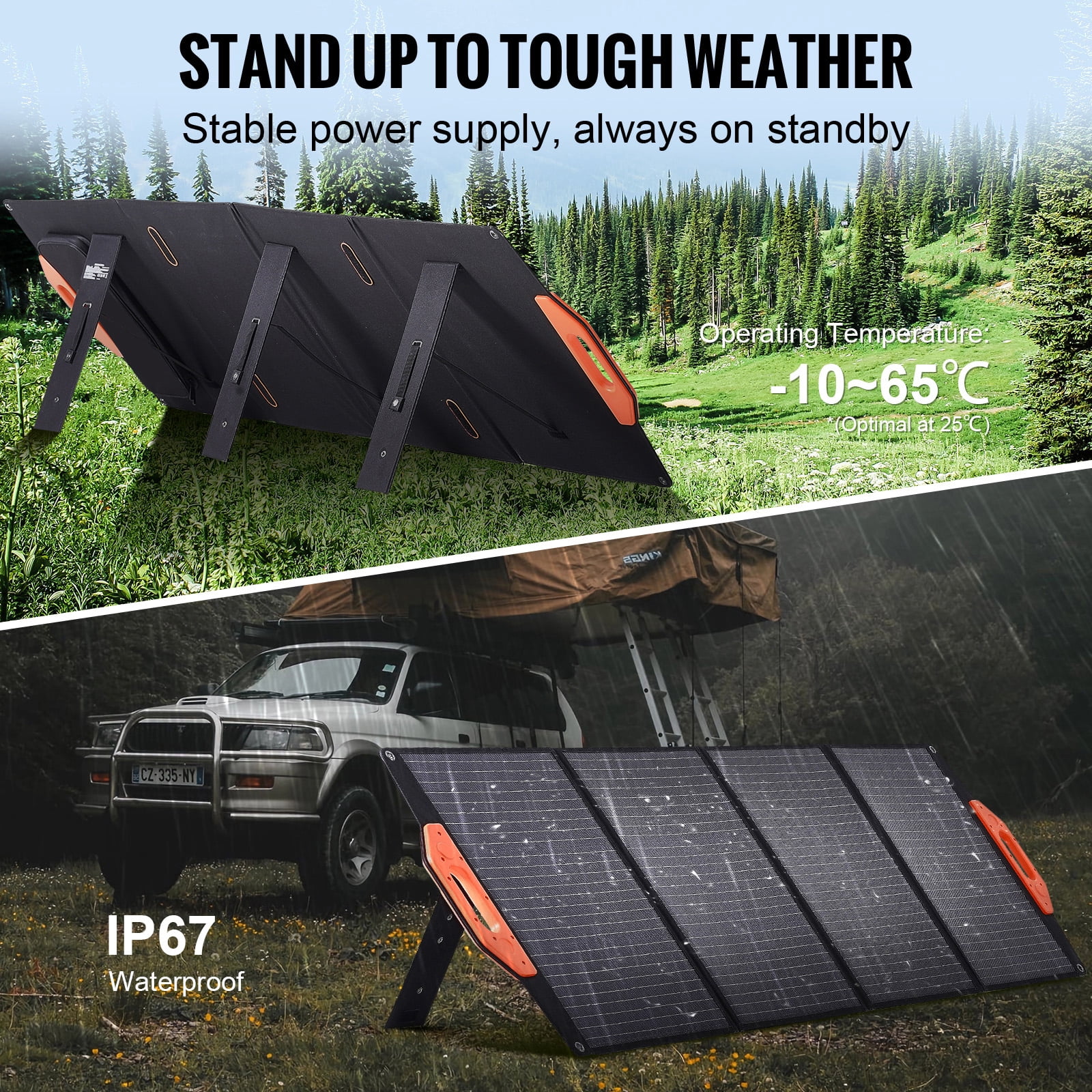 KFFKFF High-Efficiency Waterproof Foldable & Portable Monocrystalline Solar Panel, ETFE Solar Charger, 120W