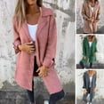thumbnail image 2 of Women's Lapel Jacket Long Sleeved Woolen Coat Slim Jacket Office Pocket Casual Thin Cardigan for Autumn Winter, 2 of 8