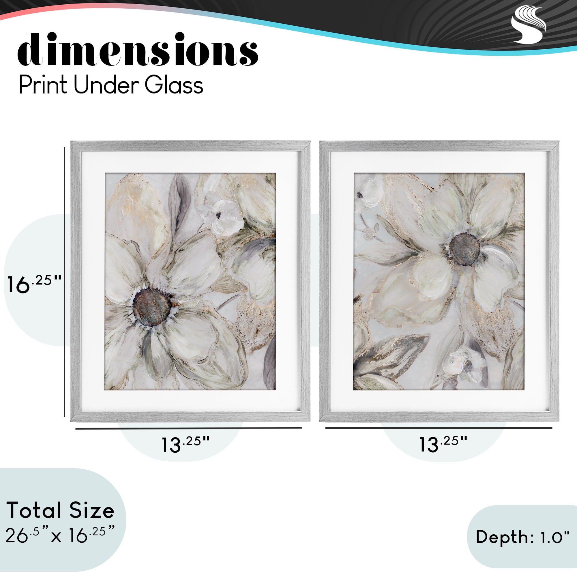 Stupell Industries Sandstone Tinted Blooms 2 Piece Gray Framed Print Under Glass Set, design by Carol Robinson