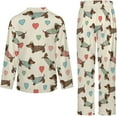 thumbnail image 5 of Top-kevin Pajama Sets for Womens Cute Dog Faces Hearts Loose Button Down Long Sleeve Shirts And Pants Set, 5 of 12