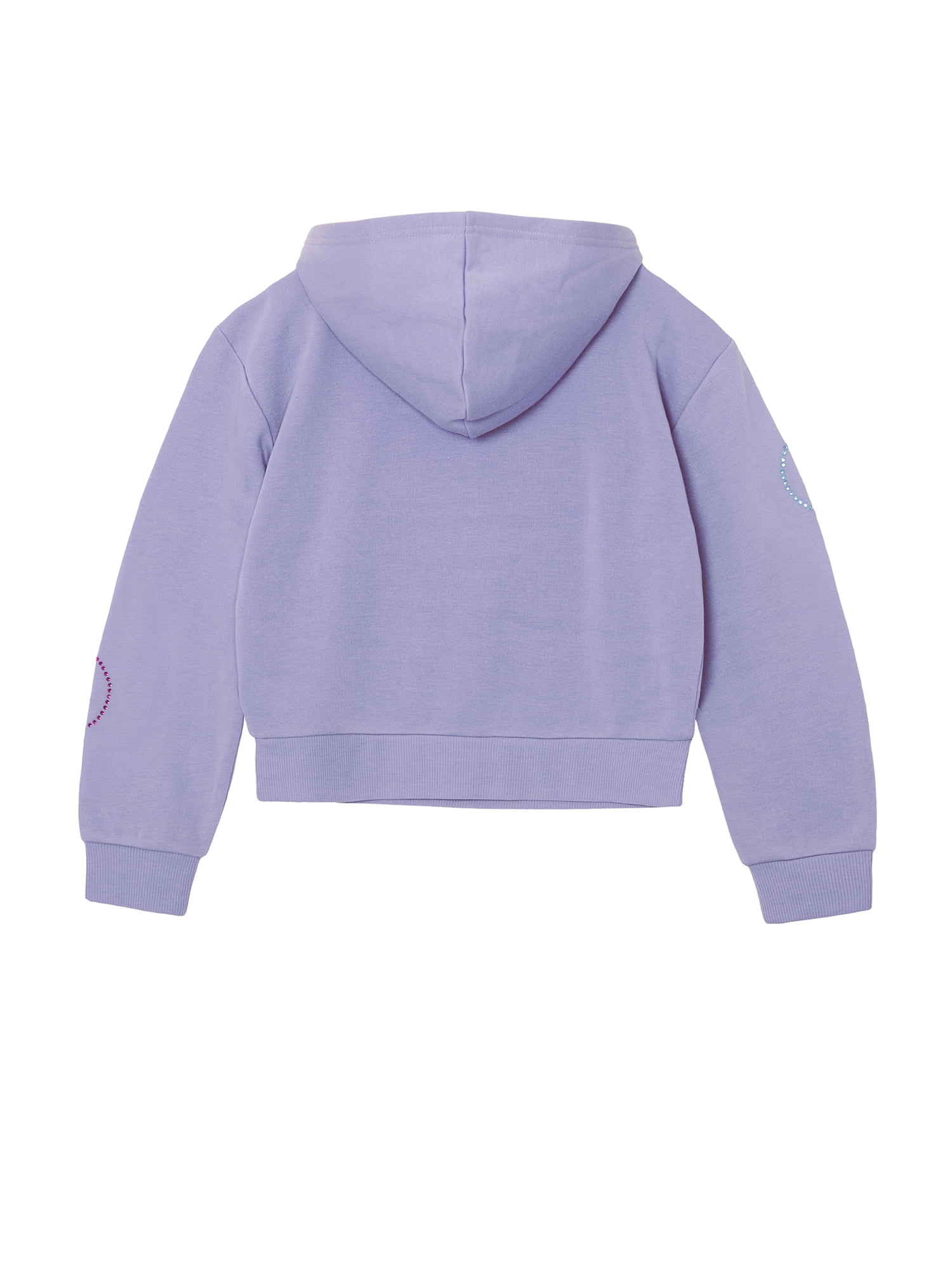 Planet Gold Girls' Rhinestone Smiley Face Embellished Fleece Hoodie and Pant, 2-Piece Set, Sizes 4-18