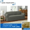 thumbnail image 4 of Mainstays Pixel 1-Piece Stretch Sofa Slipcover, Olive, 4 of 7
