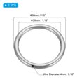 thumbnail image 2 of Uxcell Metal Rings Stainless Steel Rings Marine Grade Multi-Purpose O Ring Welded Round Ring 2 4x30mm, 2 of 5