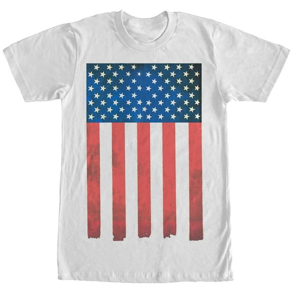 Men's Lost Gods American Flag Paint Print  Graphic Tee White Medium