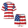 thumbnail image 2 of Yiaed America Flags3 Print Short Sleeve Pajama Sets for Women Casual Crew Neck 2 Piece Lounge Sets Women's Short-Sleeved Pajama-3X-Large, 2 of 5