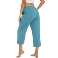 thumbnail image 6 of Women's Summer Casual Loose High-Waist Drawstring Straight Capri Pants , Beach Casual Long Pants, 6 of 6