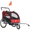 thumbnail image 1 of Aosom Remorque Vélo 2-en-1 pour Enfants, Porte-Bébé Poussette Pliable, Rouge, 1 of 10