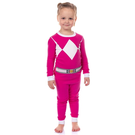 Power Rangers Toddler Kids' Mighty Morphin Ranger Character Tight Fit Long Sleeve and Pant Pajama Set Sleepwear