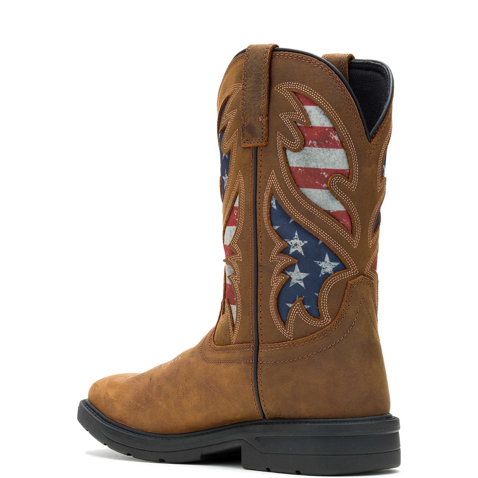Wolverine Men's Rancher Pull-On American Flag Steel-Toe Wellington Work Boots