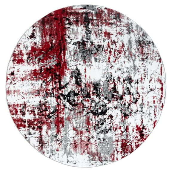 MDA Home Samos Red Contemporary Polypropylene Area Rug - 6'11" x 6'11"