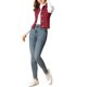 thumbnail image 2 of Chaleco sin mangas de mezclilla lavado para mujer INSPIRE CHIC con botones y bolsillos color burdeos M, 2 of 6