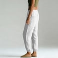 thumbnail image 5 of Bosfbaoi Pants for Women Elastic Waist Jogger Harem Pants with Side Pockets Lightweight Linen Pants Women Casual Vacation Trousers, 5 of 5