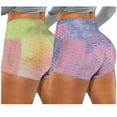 thumbnail image 1 of Gibobby Leggings cortos yoga mujer Running Yoga Biker Stretch Mujeres Shorts Pantalones Bolsillos Arrugado Tie-dye Fitness Yoga Pantalones(Morado,XG), 1 of 5