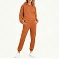 thumbnail image 4 of Womens 2 Piece Sweatsuits Oversized Hoodies Sweatshirt Wide Leg Sweatpants Matching Sets Lounge Tracksuits Outfits Orange S, 4 of 7