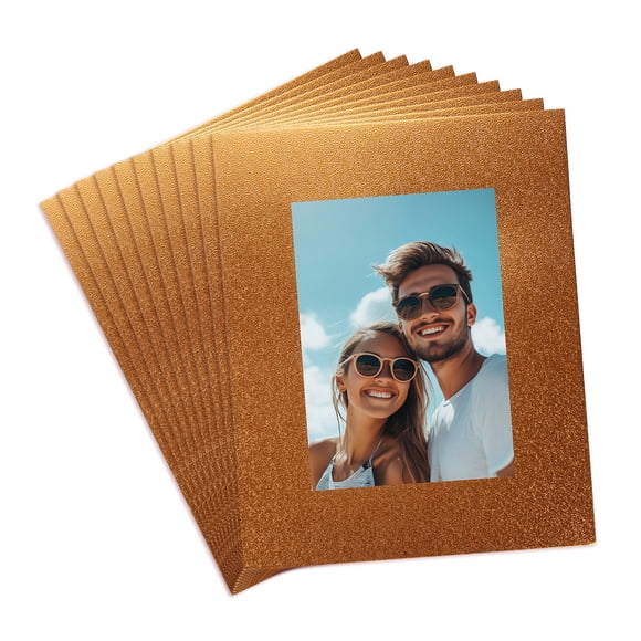 Uxcell 10Pcs Picture Mat 8"x10" Bevel Cut Frame Mattes with Backing for Display Art Measuring Gold