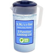 Joey'z Plastic Pitcher with Lid, 2 Quart, Bpa-Free, Plastic Pitcher for Freezer & Dishwasher Safe