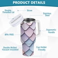 thumbnail image 2 of Yayeee 40oz Double-Wall Insulated Stainless Steel Tumbler with Handle Bottle, Pink Art Pattern, 2 of 8