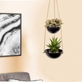thumbnail image 6 of Decorative Indoor Outdoor Hanging Planter with 2 Pots and Jute Rope and Metal Hanger for Hallway Balcony Patio Deck Home Decor in Black Color for Live & Feaux Plants - Set of 4, 6 of 7