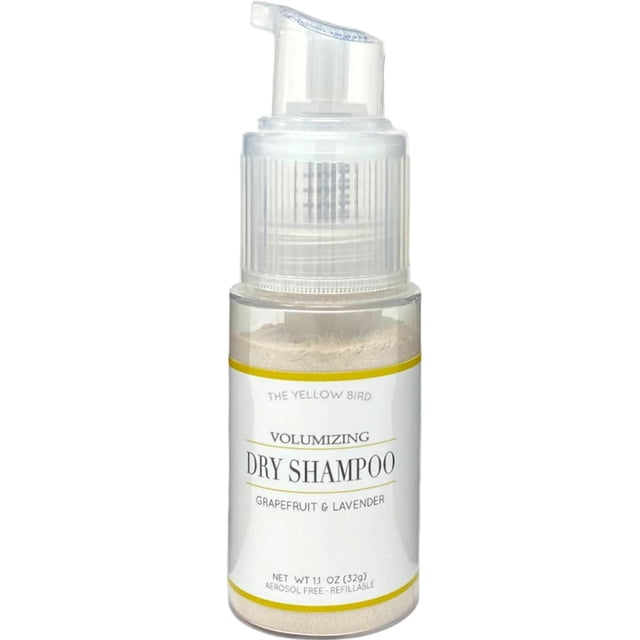 Yellow Bird All Natural Dry Shampoo Powder - Aerosol en polvo voluminizador sin talco para cabello claro y oscuro.