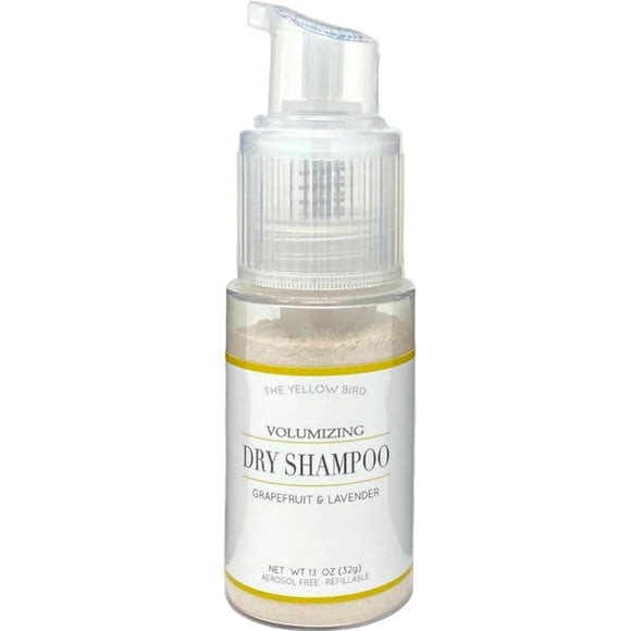 Yellow Bird All Natural Dry Shampoo Powder - Aerosol en polvo voluminizador sin talco para cabello claro y oscuro.