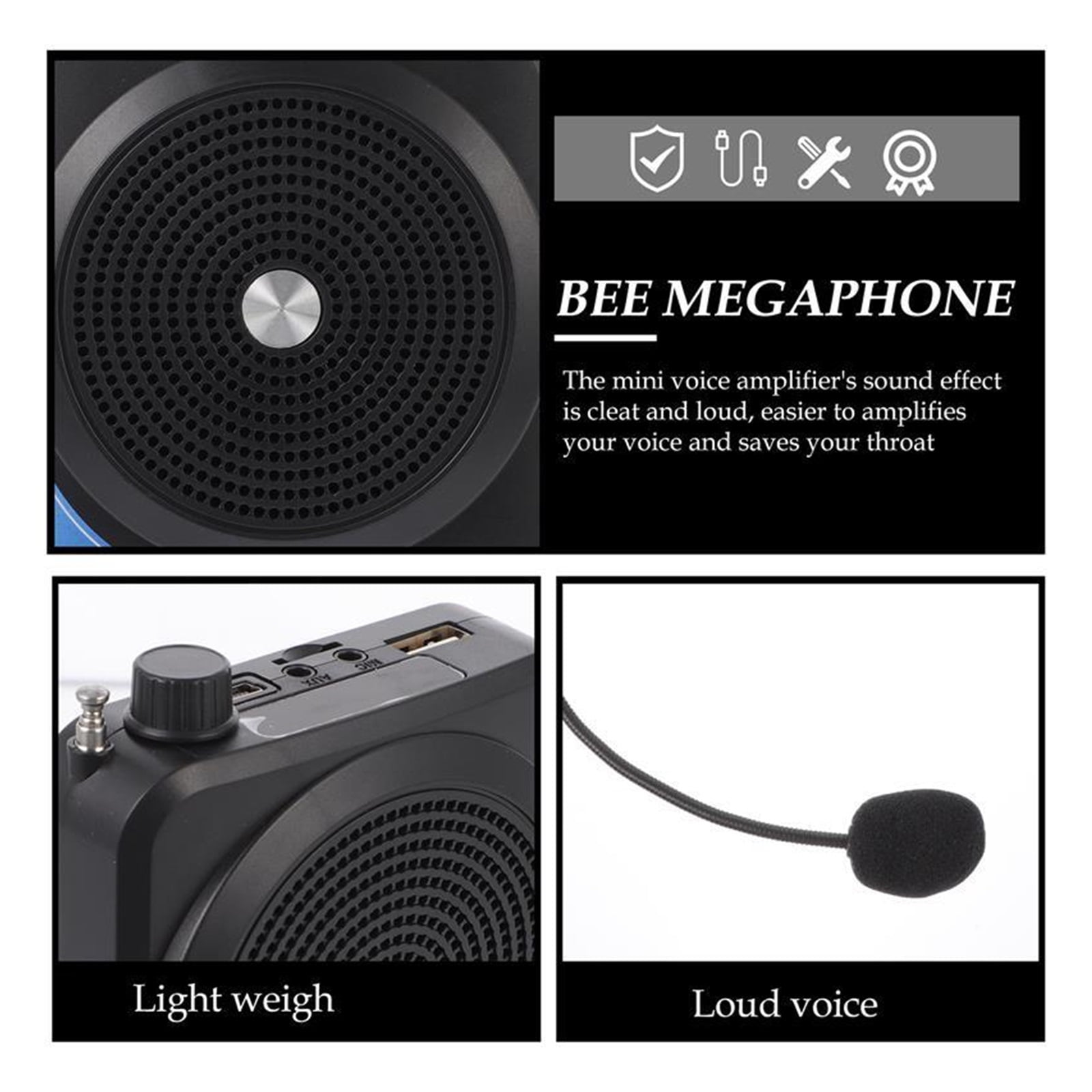 Portable Voice Amplifier Megaphone Mini Audio Speaker With Microphone Rechargeable Ultralight Loudspeaker For Teachers ,Easy to Operate