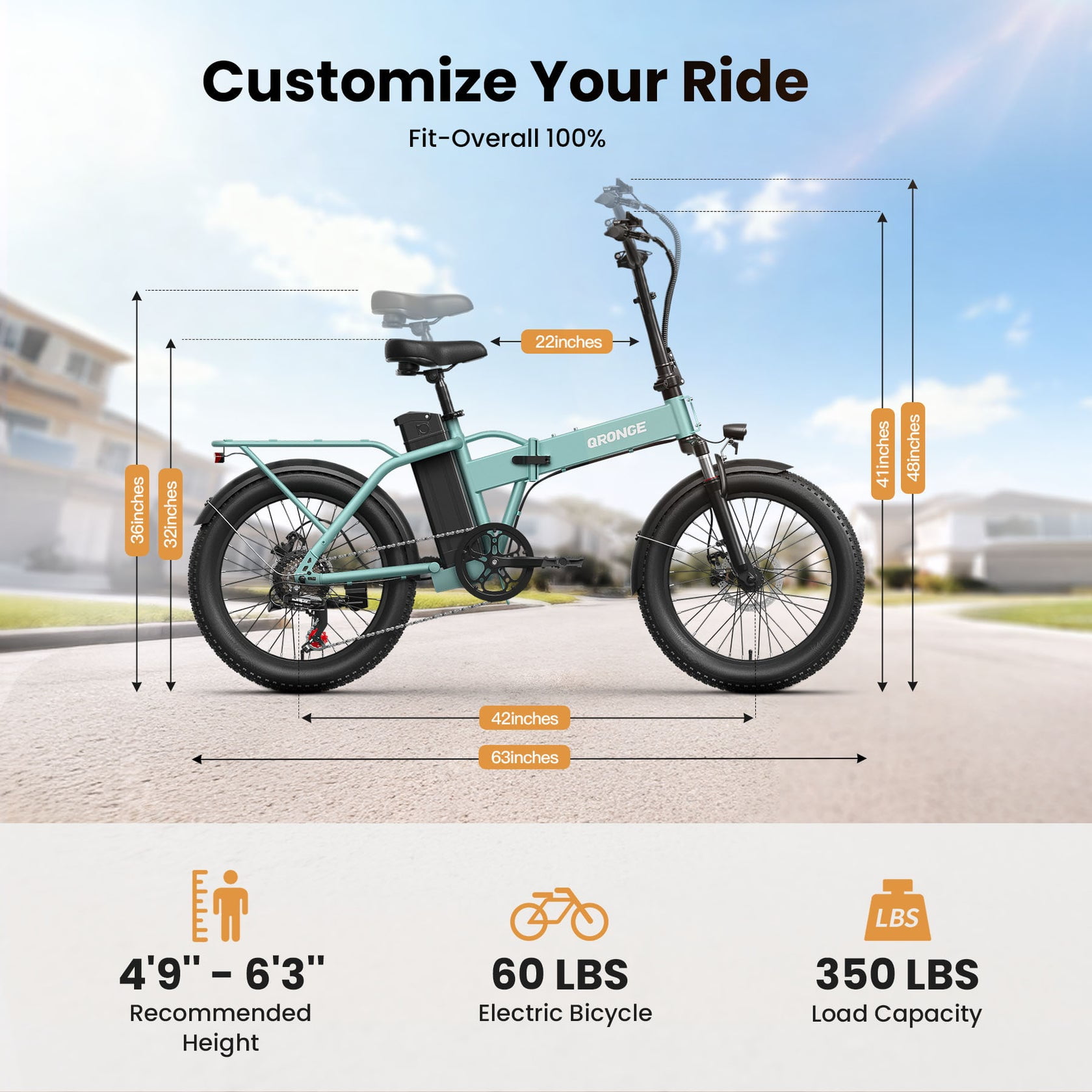Folding Electric Bikes for Adults 1000W Peak Motor up to 70 Miles Range 28 mph Max Speed 20" x 3.0" Fat Tire Foldable Ebikes 48V 13.5AH Removable Battery 7-Speed E-Mountain Bikes, UL2849 by SGS
