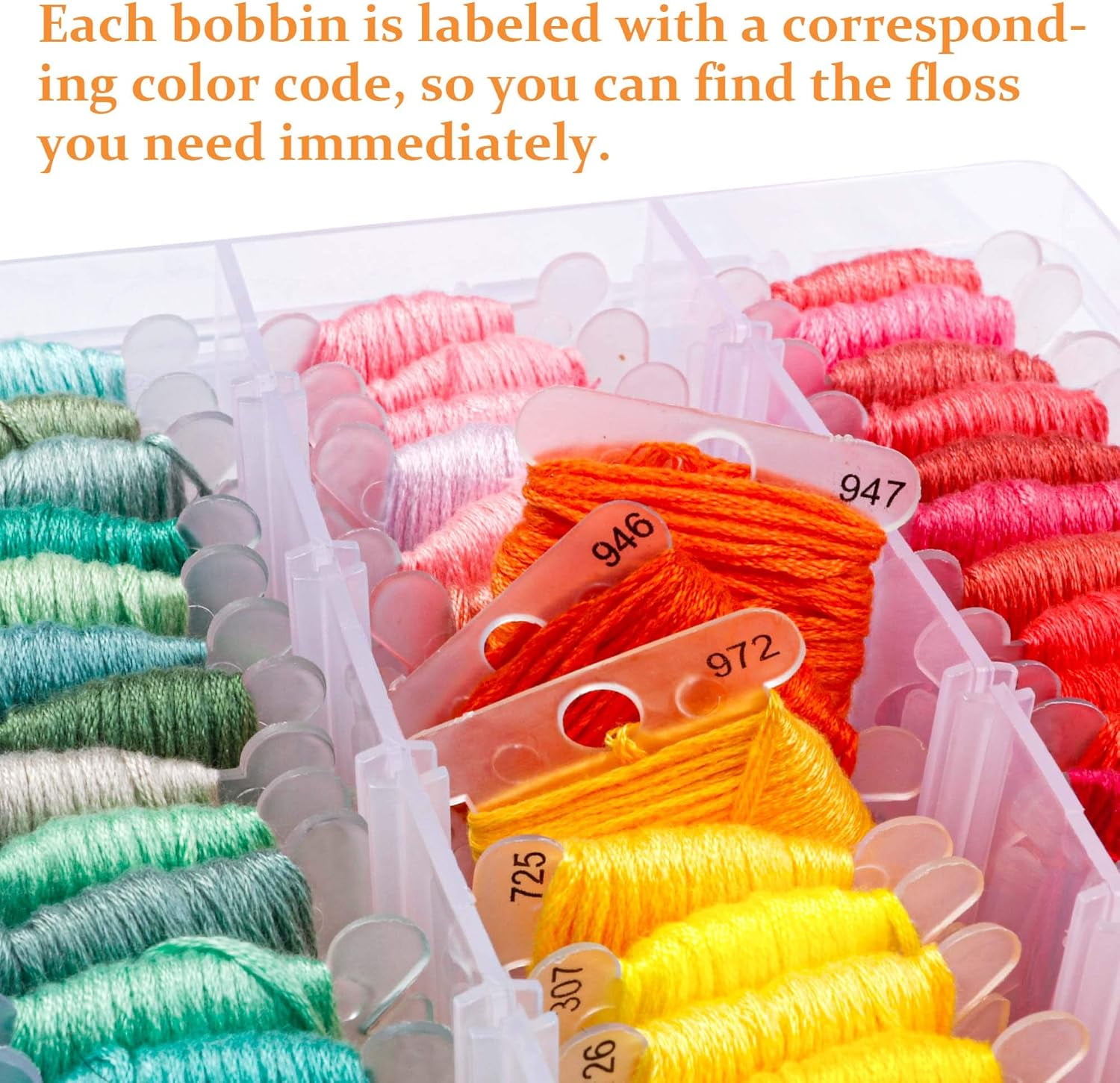 Embroidery Floss Set, Cross Stitch Friendship Bracelet Thread with Cross Stitch Tool, Transparent Box for Storage