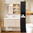 thumbnail image 2 of IKIMI 71" Tall Bathroom Cabinet, Metal Narrow Storage Cabinet with 2 Doors and 1 Drawer for Bathroom, Kitchen, Living Room, Black, 2 of 7