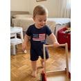 thumbnail image 6 of BemeyourBBs Newborn Baby Boy Girl 4th of July Outfit Summer Clothes Infant Baby Patriot Independent Day Clothes Waffled Stripes Romper Short Sleeve American Flag Embroidery Jumpsuit Bodysuit Playsuit, 6 of 9