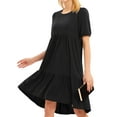 thumbnail image 5 of ZXSXSY Women Black Hollow Back Round Neck Short Sleeves Peplum Midi Dress, 5 of 6