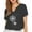 Dark Gray, variant on Women's Fashion V Neck Printed Short Sleeve T-Shirt Casual Floral Graphic Tee Top for Everyday Wear