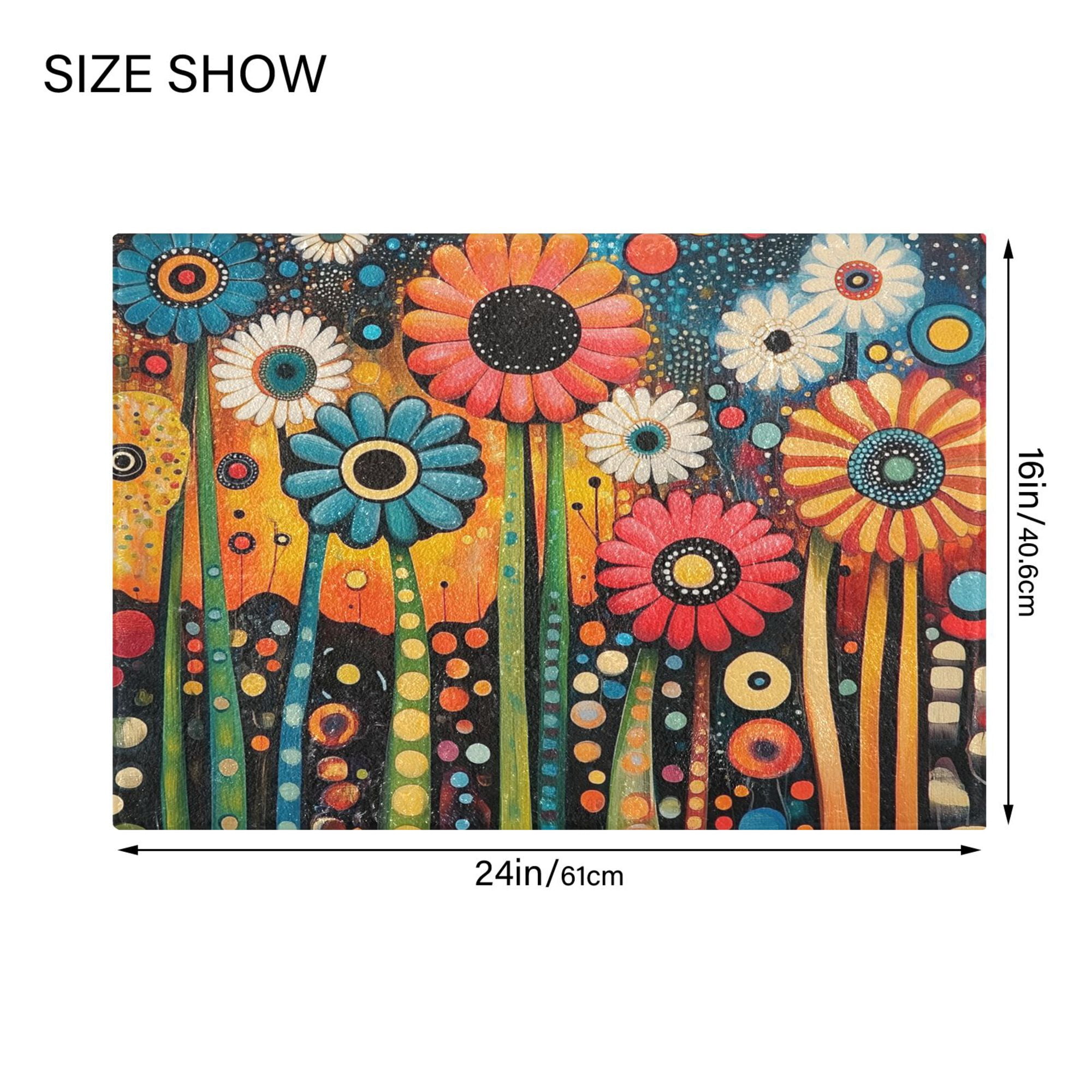 Yayeee Bath Rug for Bathroom Floor Non Slip Rectangle Fluffy Soft Absorbent Mat, 16"x24", Red Colorful Flowers with Dots