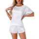 thumbnail image 1 of Conjunto de pijama de satén para mujer INSPIRE CHIC, camiseta de manga corta tipo pulóver con pantalones cortos, ropa de dormir M blanca para primavera y verano, 1 of 6