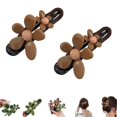 thumbnail image 1 of Pinzas rectas con diseño de pico de pato y flores retro, horquilla y pinza recta con diseño de pico de pato y flores retro, pinzas para el pelo elegantes con forma de flor plana y fuerte, de color mat, 1 of 8