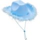 thumbnail image 1 of Sombrero de vaquero azul para bebé, sombrero de vaquera de fieltro con adorno de piel esponjosa para hombres y mujeres, sombrero de plumas Extra grande para adultos, accesorios para fiesta o, 1 of 5