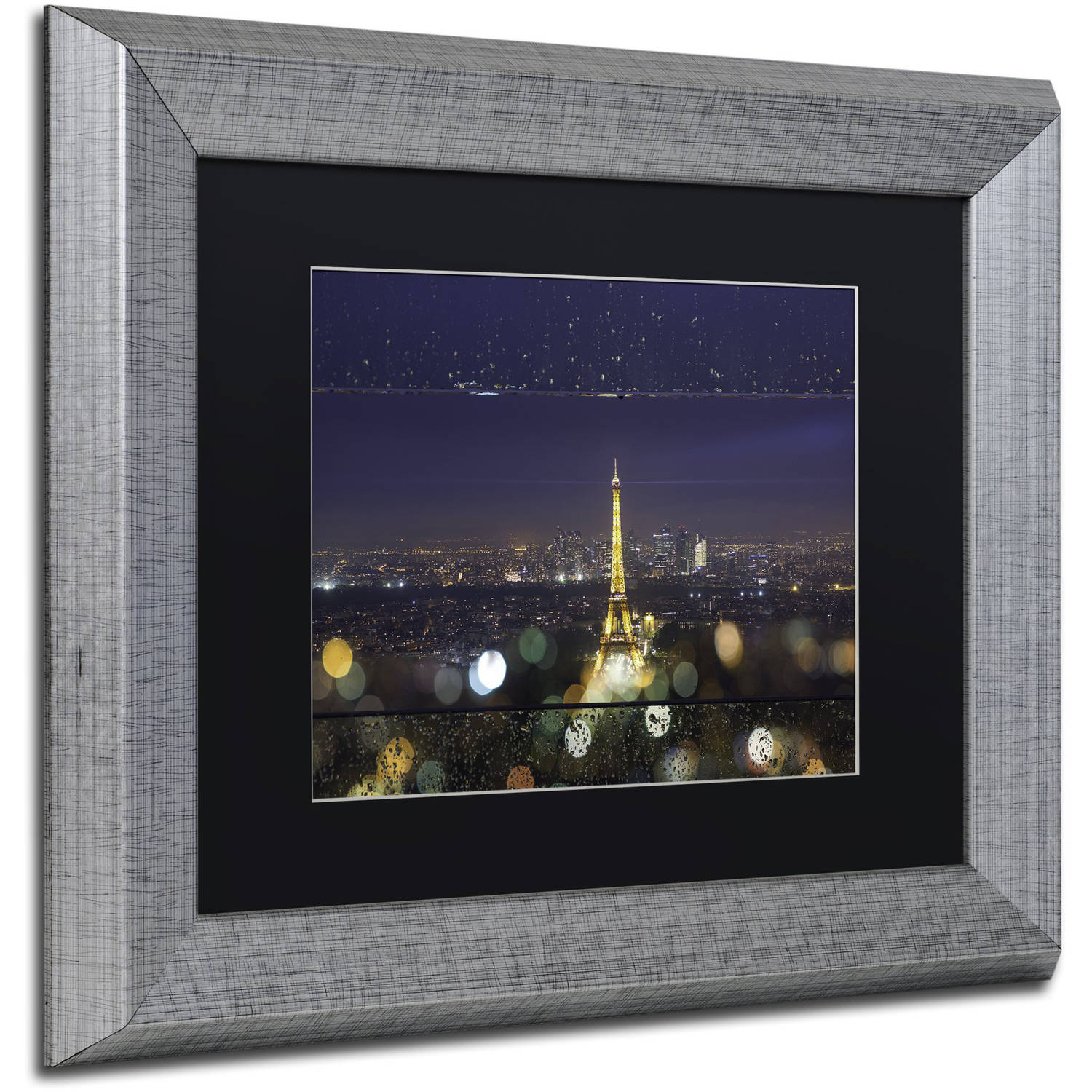 Trademark Fine Art "Fireworks of Rain in Paris" Canvas Art by Mathieu Rivrin, Black Matte, Silver Frame