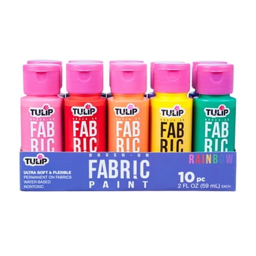 Tulip Brush-On Fabric Paint Set – 10 Pack of 2 fl oz Bottles, Liquid Rainbow Colors for DIY Crafts & Clothing