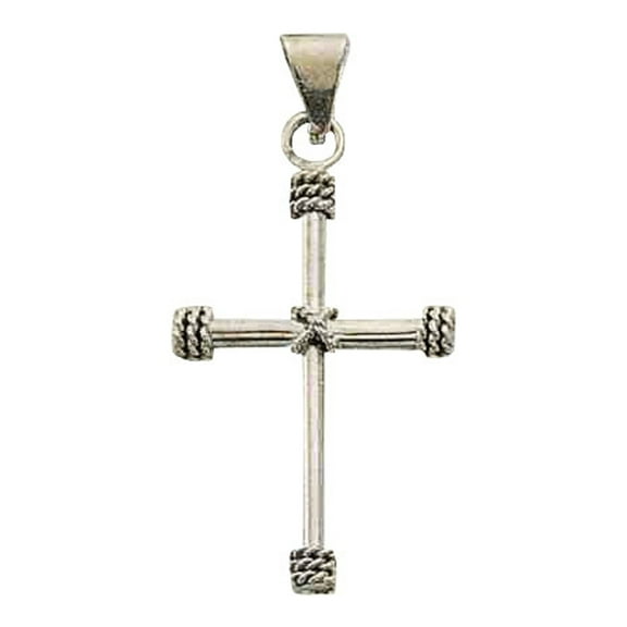 Sterling Silver 16" .8mm Box Chain Christian Cross Pendant Necklace